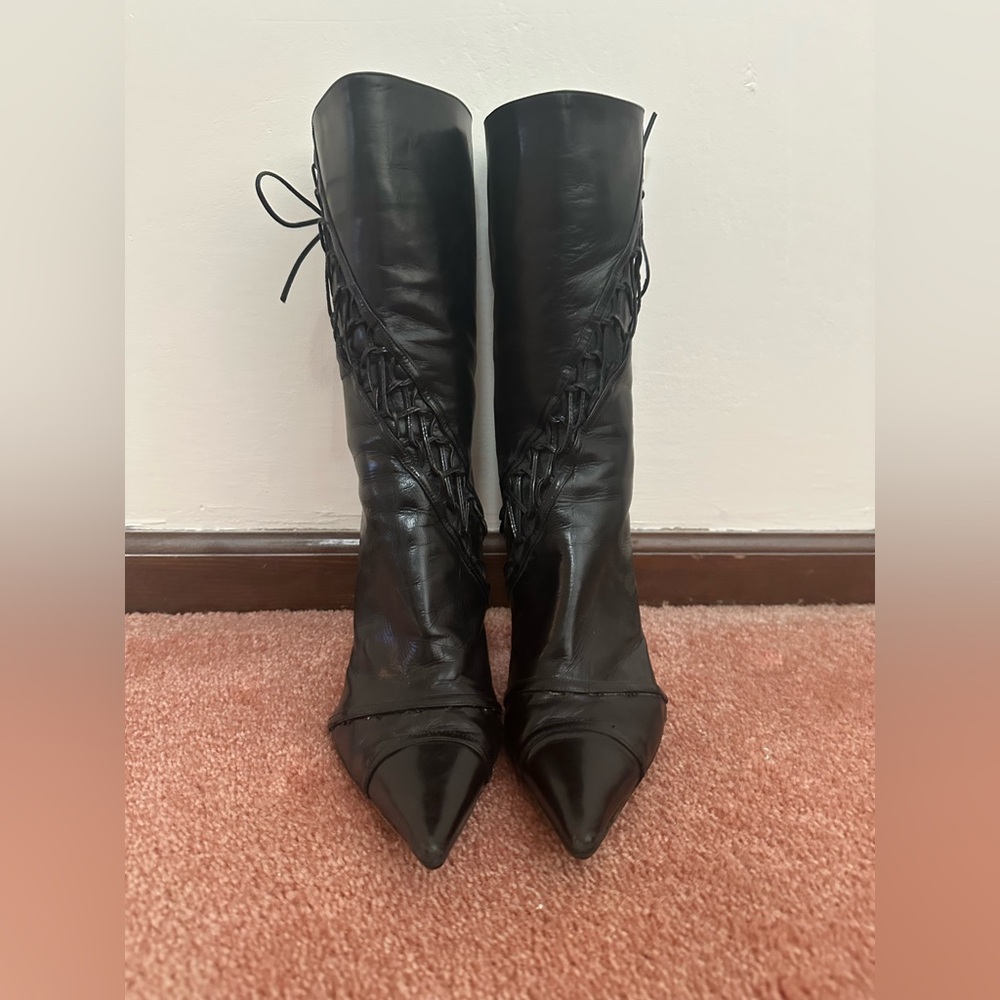Dior Black Lace-Up Leather Boots